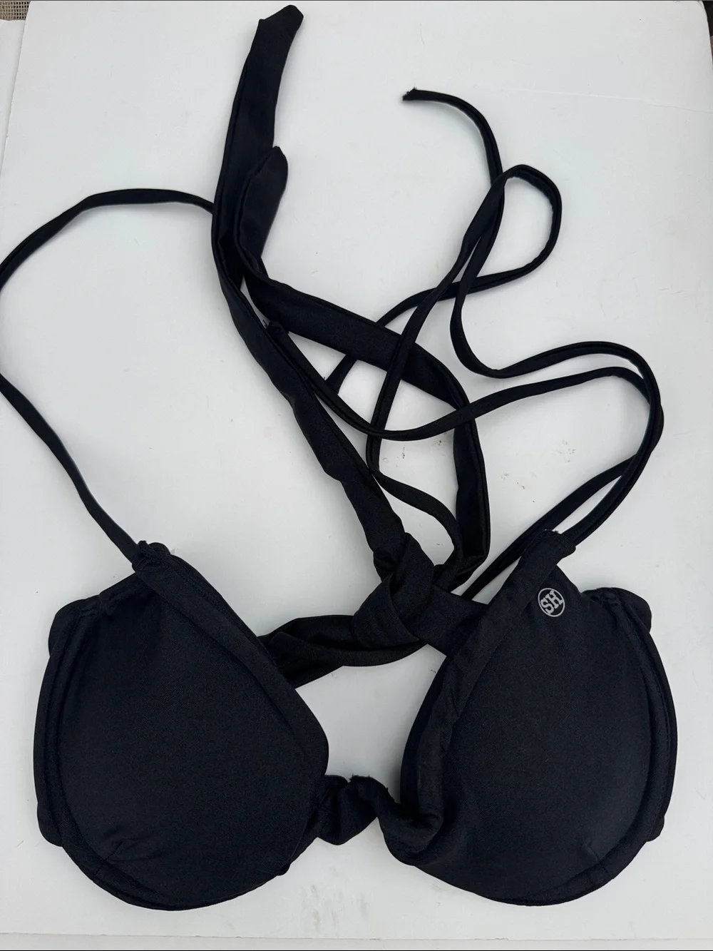Women's Black Push-Up Halter Bikini Top -
